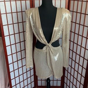 gold sequin mini dress